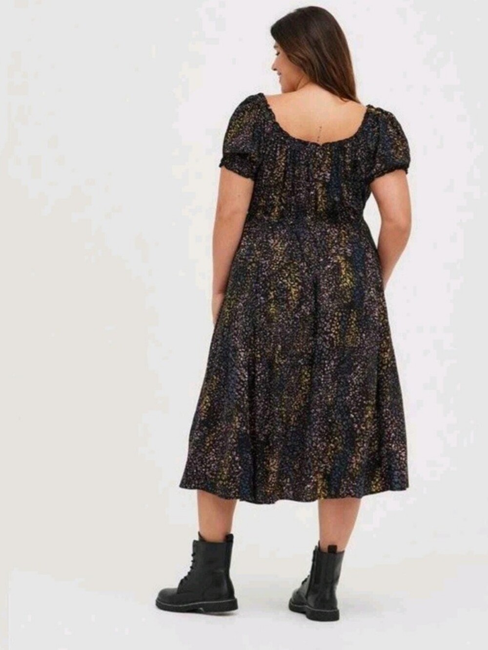 New TORRID Black Multi-Color LEOPARD Midi Dress Sz 2X - Picture 2 of 10